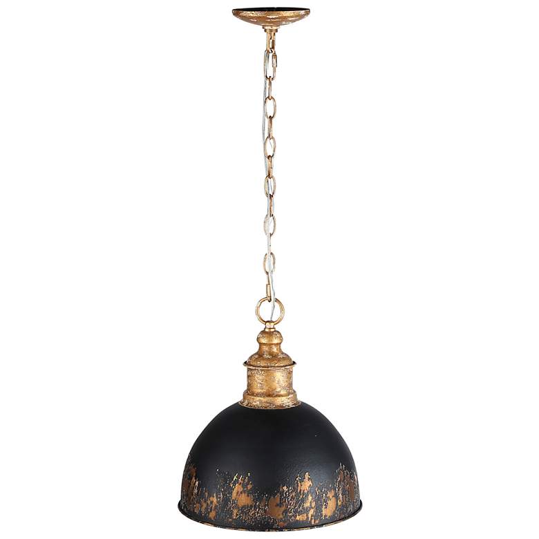 Image 5 Golden Lighting Alison 12" Vintage Gold Weathered Black Mini Pendant more views
