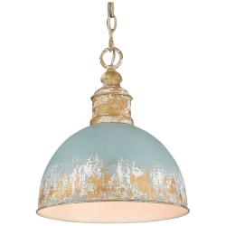 Golden Lighting Alison 12" Wide Teal Gold Dome Pendant Light