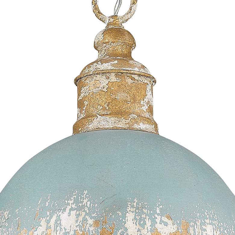 Image 3 Golden Lighting Alison 14" Wide Teal Gold Dome Pendant Light more views