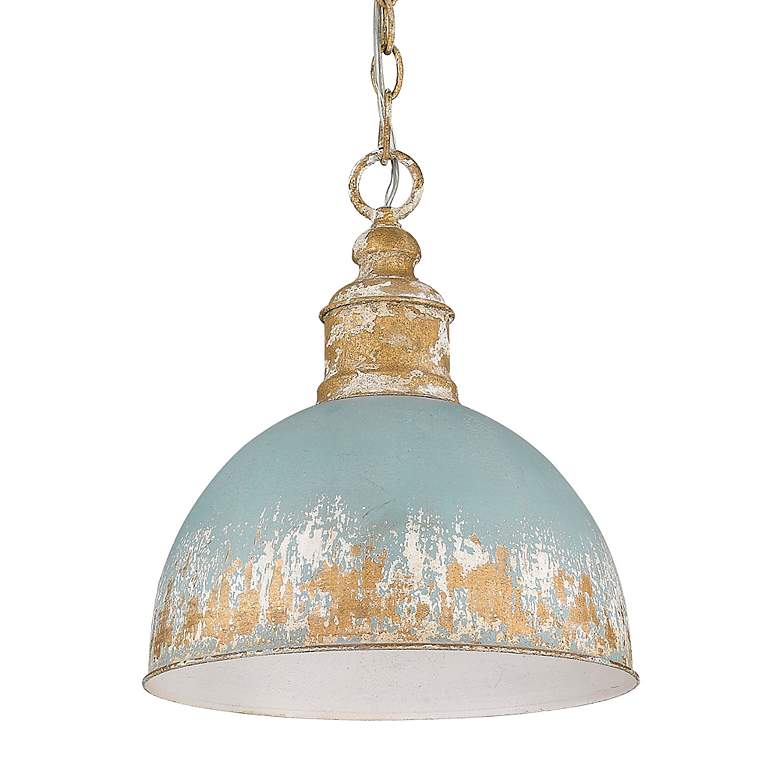 Image 4 Golden Lighting Alison 14" Wide Teal Gold Dome Pendant Light more views