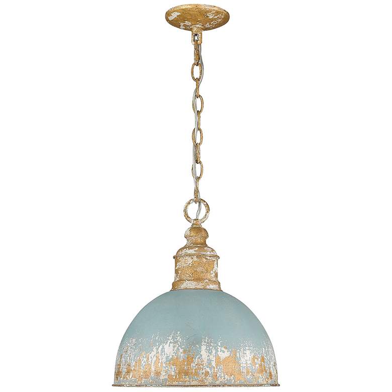 Image 6 Golden Lighting Alison 14" Wide Teal Gold Dome Pendant Light more views