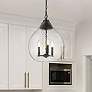 1_Golden Lighting Ariella 14 3/4" Matte Black Hammered Glass Pendant