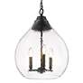 4_Golden Lighting Ariella 14 3/4" Matte Black Hammered Glass Pendant more views