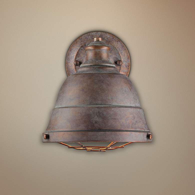 Image 1 Golden Lighting Bartlett 10 1/4" Industrial Copper Patina Wall Sconce