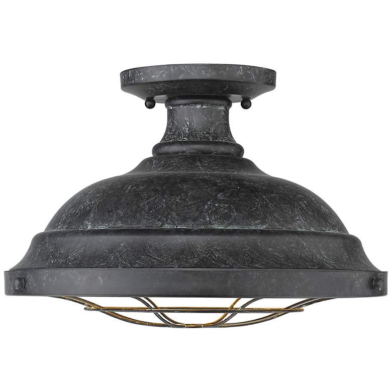 Image 2 Golden Lighting Bartlett 14" Black Patina Semi-Flush Ceiling Light