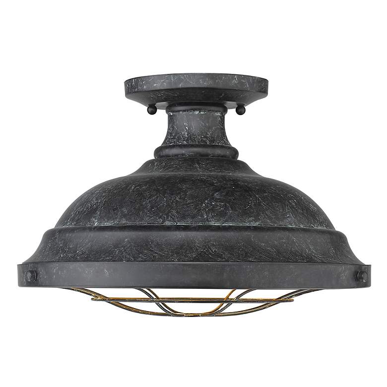 Image 3 Golden Lighting Bartlett 14" Black Patina Semi-Flush Ceiling Light more views