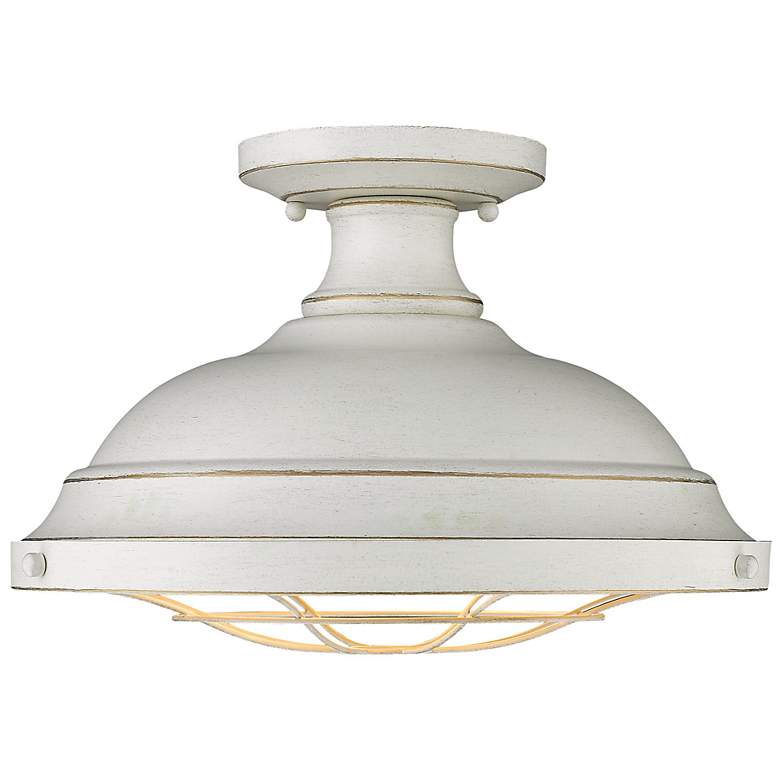 Image 2 Golden Lighting Bartlett 14" French White Semi-Flush Ceiling Light