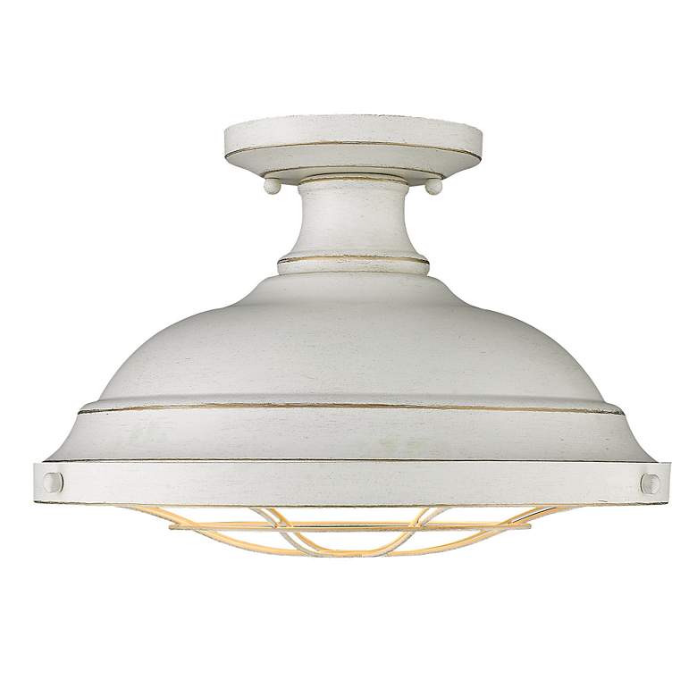 Image 3 Golden Lighting Bartlett 14" French White Semi-Flush Ceiling Light more views