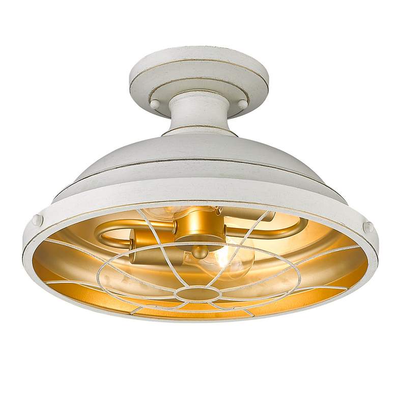Image 4 Golden Lighting Bartlett 14" French White Semi-Flush Ceiling Light more views