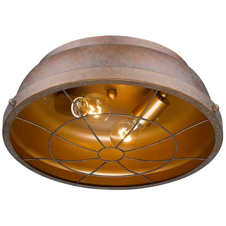 Image 2 Golden Lighting Bartlett 14" Wide Rustic Copper Patina Ceiling Light