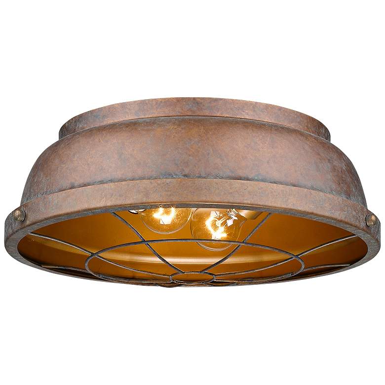 Image 3 Golden Lighting Bartlett 14 inch Wide Rustic Copper Patina Ceiling Light more views