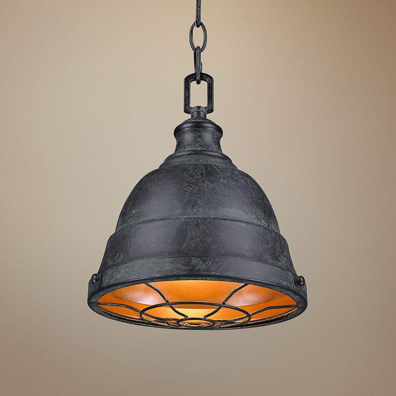 Image 1 Golden Lighting Bartlett 9 1/4" Wide Black Patina Mini Pendant