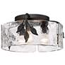 2_Golden Lighting Calla 15 1/4" Black and Hammered Glass Ceiling Light