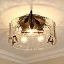 1_Golden Lighting Calla 15 1/4" Black and Hammered Glass Ceiling Light