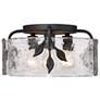 3_Golden Lighting Calla 15 1/4" Black and Hammered Glass Ceiling Light more views