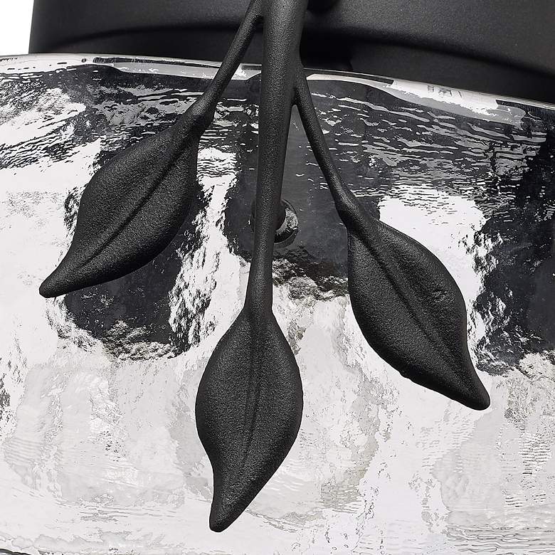 Image 4 Golden Lighting Calla 15 1/4" Black and Hammered Glass Ceiling Light more views
