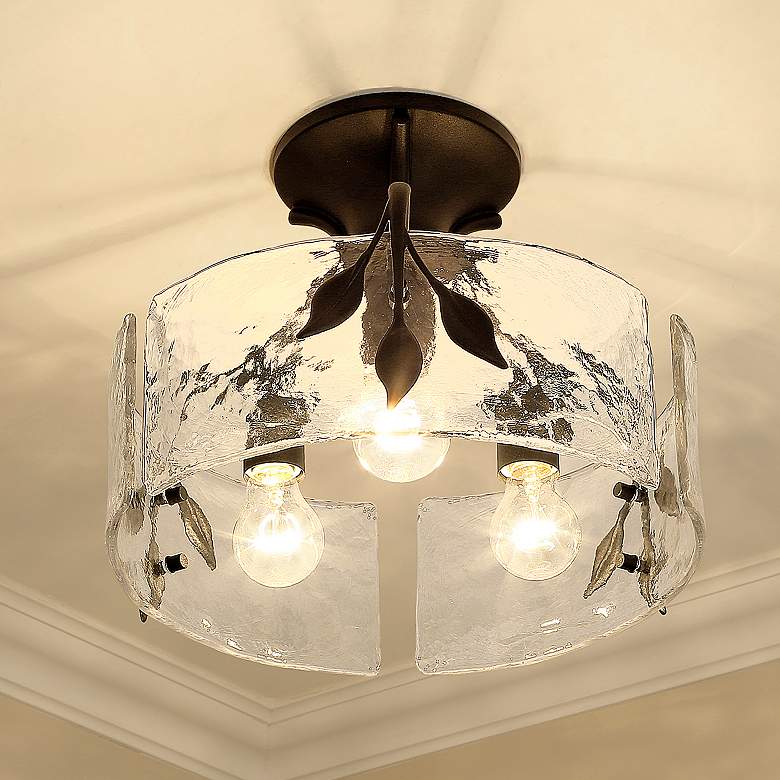 Image 2 Golden Lighting Calla 15 1/4" Wide Natural Black 3-Light Ceiling Light