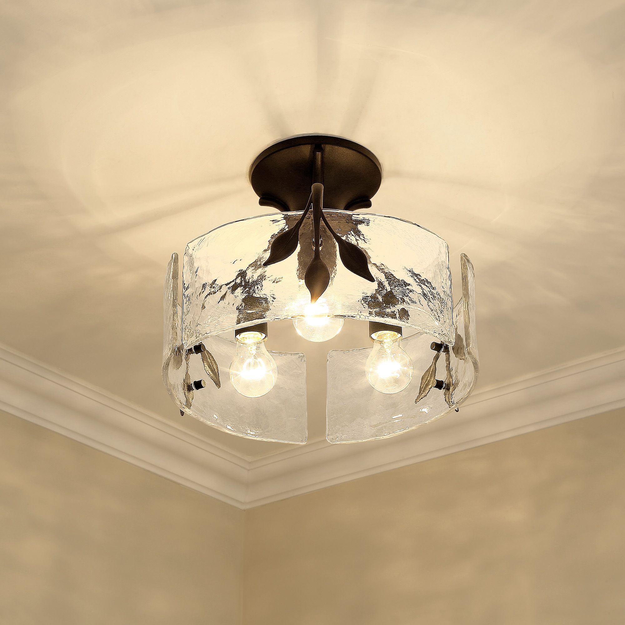 Golden Lighting Calla 15 1/4" Wide Natural Black 3-Light Ceiling Light in scene