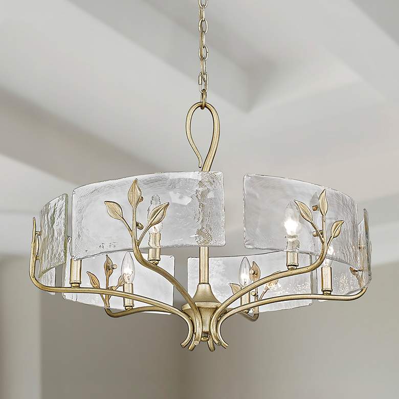 Image 2 Golden Lighting Calla 27 3/4" Wide White Gold 6-Light Chandelier