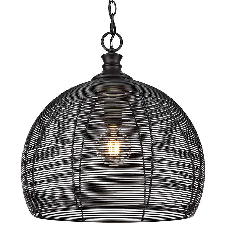Image 1 Golden Lighting Calypso 15 3/4" Wide Matte Black Dome Pendant Light