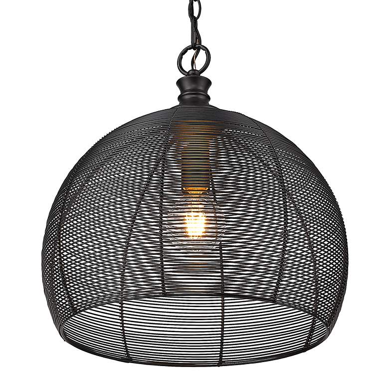 Image 4 Golden Lighting Calypso 15 3/4" Wide Matte Black Dome Pendant Light more views