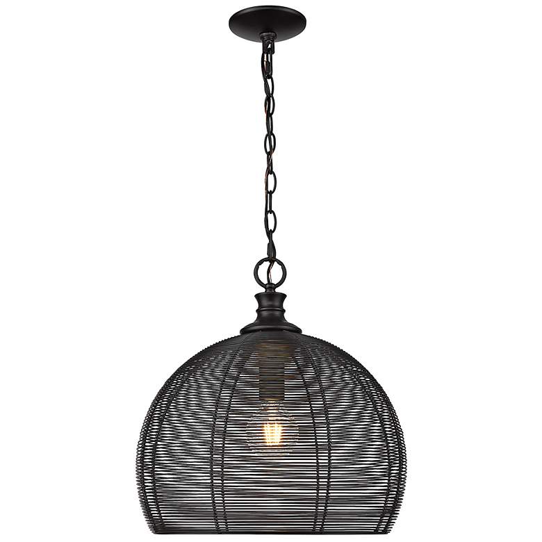 Image 5 Golden Lighting Calypso 15 3/4" Wide Matte Black Dome Pendant Light more views