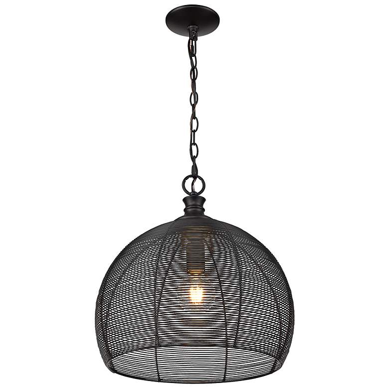 Image 6 Golden Lighting Calypso 15 3/4" Wide Matte Black Dome Pendant Light more views