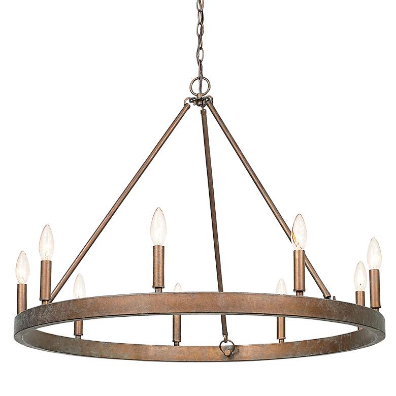 Image 3 Golden Lighting Carraway 32" 9-Light Candle Ring Chandelier