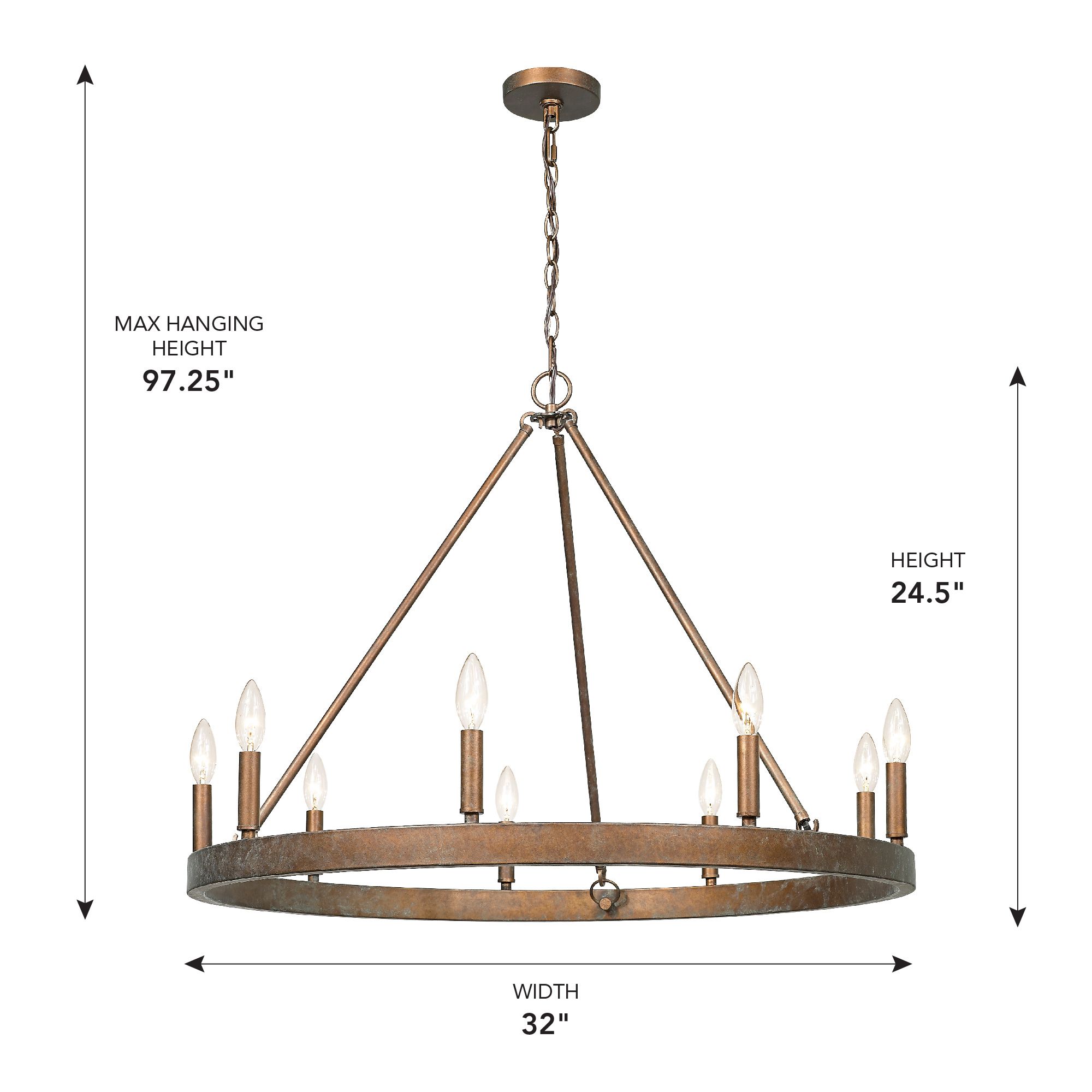 Golden Lighting Carraway 32" 9-Light Candle Ring Chandelier in scene
