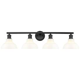 Image1 of Golden Lighting Carver 36" Matte Black Vintage Milk Glass Bath Light