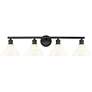1_Golden Lighting Carver 36" Matte Black Vintage Milk Glass Bath Light