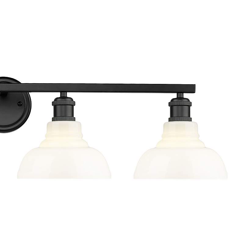 Image 2 Golden Lighting Carver 36" Matte Black Vintage Milk Glass Bath Light more views