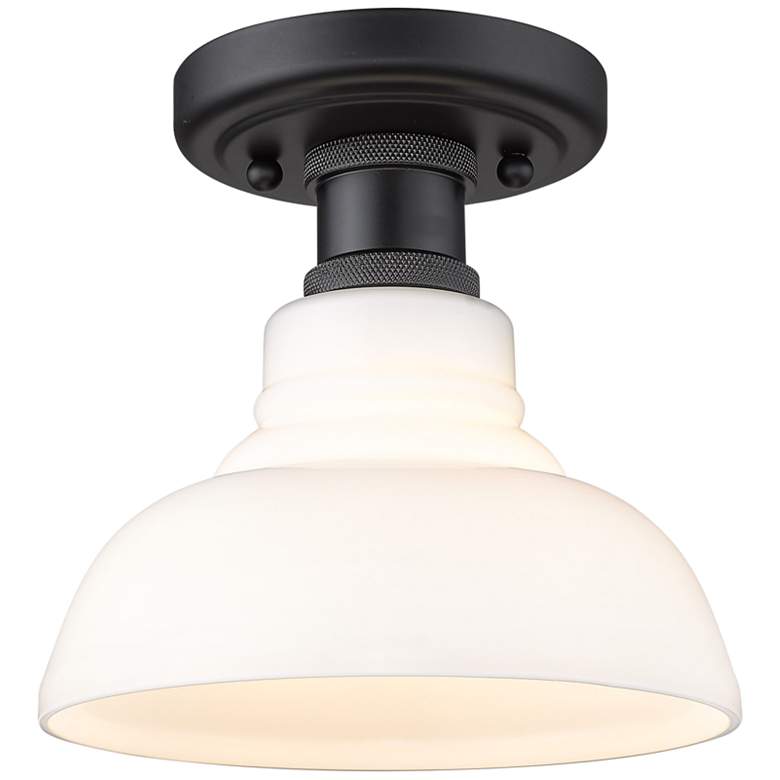 Image 2 Golden Lighting Carver 7 1/2" Wide Black and Milk Glass Ceiling Light