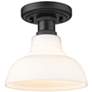 2_Golden Lighting Carver 7 1/2" Wide Black and Milk Glass Ceiling Light