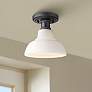 1_Golden Lighting Carver 7 1/2" Wide Black and Milk Glass Ceiling Light