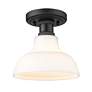 3_Golden Lighting Carver 7 1/2" Wide Black and Milk Glass Ceiling Light more views