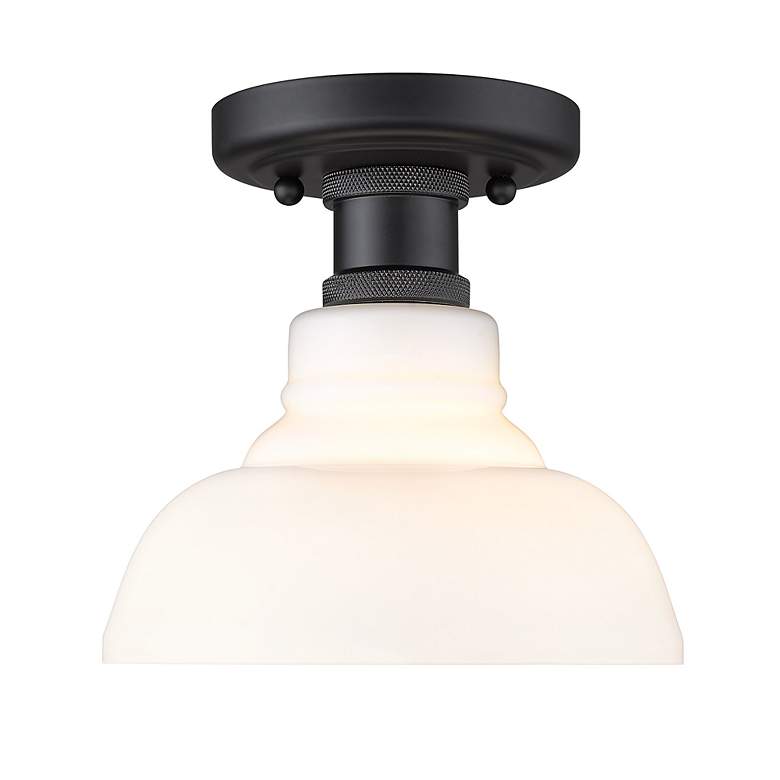 Image 4 Golden Lighting Carver 7 1/2" Wide Black and Milk Glass Ceiling Light more views