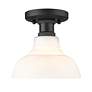 4_Golden Lighting Carver 7 1/2" Wide Black and Milk Glass Ceiling Light more views