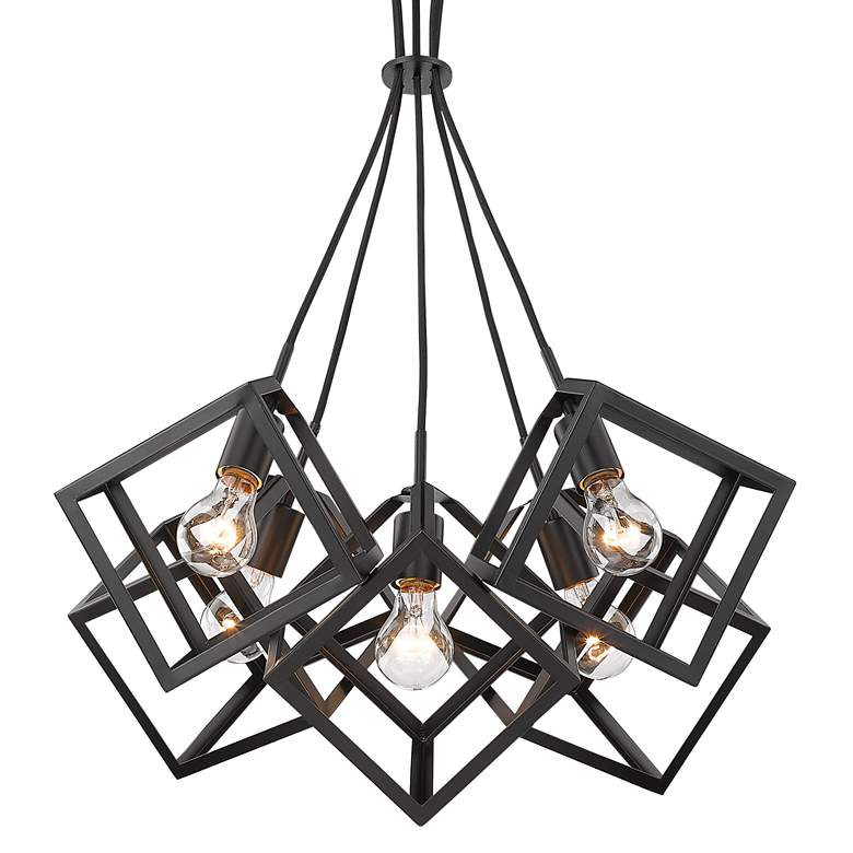Image 2 Golden Lighting Cassio 28" Matte Black Metal 5-Light Geometric Pendant