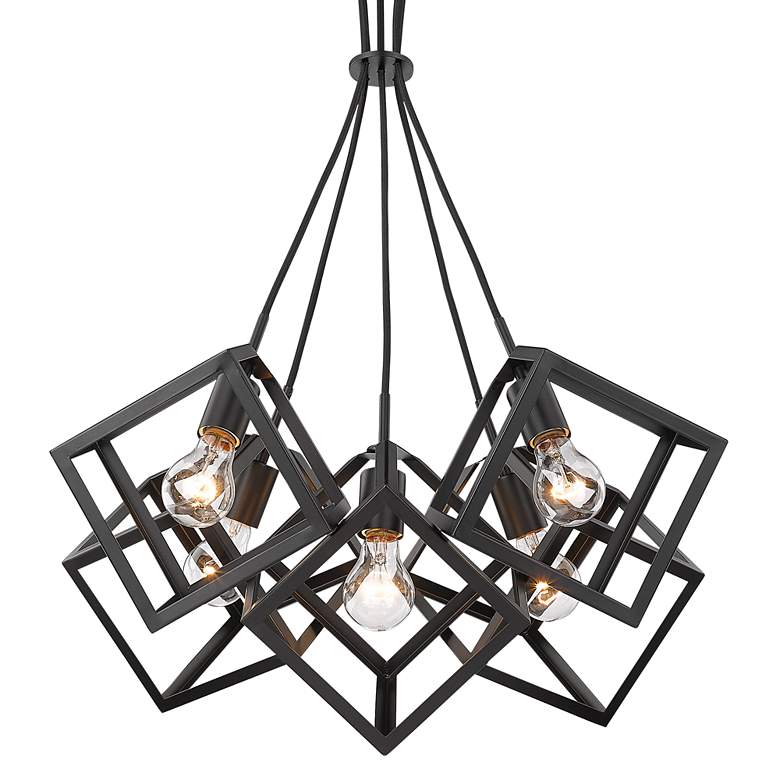 Image 2 Golden Lighting Cassio 28 inch Matte Black Metal 5-Light Geometric Pendant