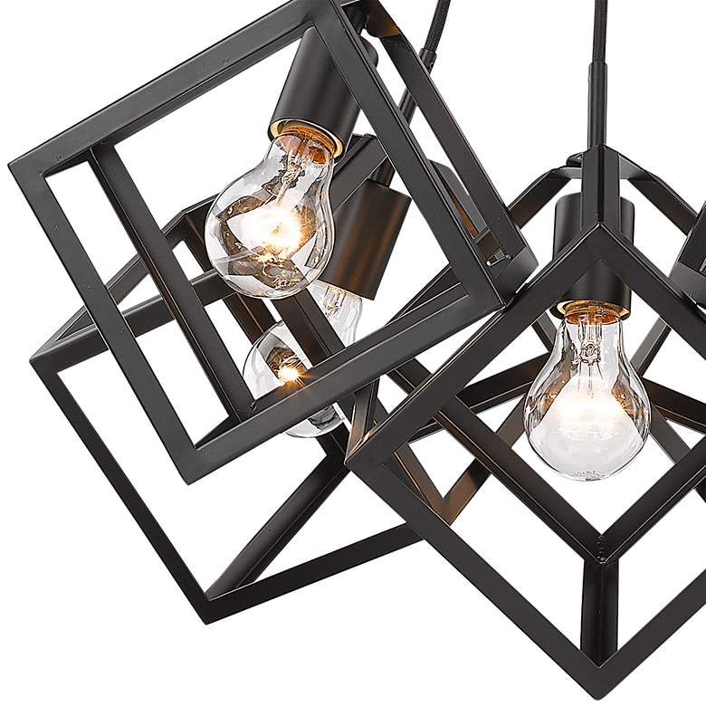 Image 3 Golden Lighting Cassio 28 inch Matte Black Metal 5-Light Geometric Pendant more views