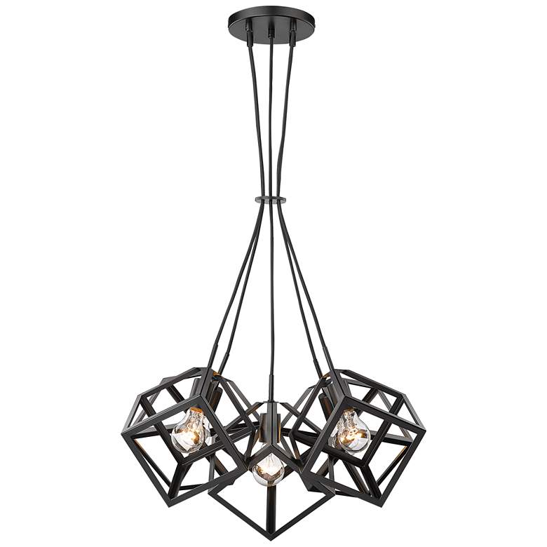 Image 4 Golden Lighting Cassio 28" Matte Black Metal 5-Light Geometric Pendant more views