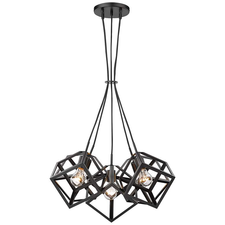 Image 4 Golden Lighting Cassio 28 inch Matte Black Metal 5-Light Geometric Pendant more views