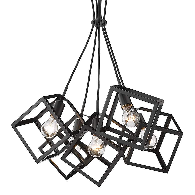 Image 5 Golden Lighting Cassio 28" Matte Black Metal 5-Light Geometric Pendant more views