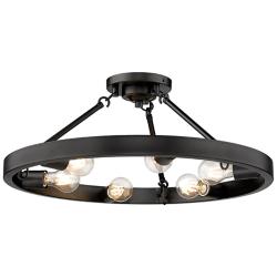 Golden Lighting Castile 24" Matte Black 6-Light Ring Ceiling Light