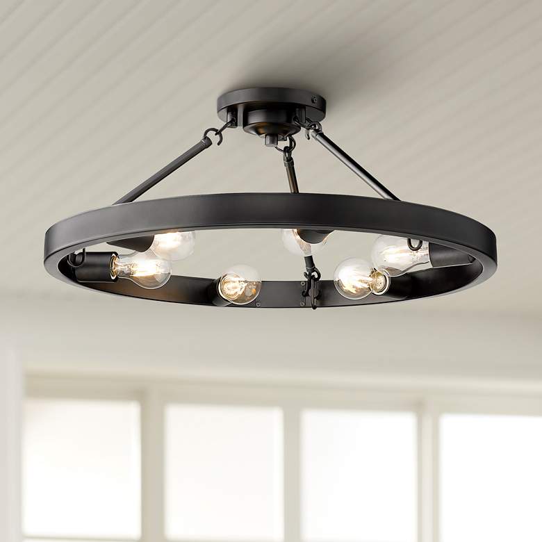 Image 1 Golden Lighting Castile 24" Matte Black 6-Light Ring Ceiling Light