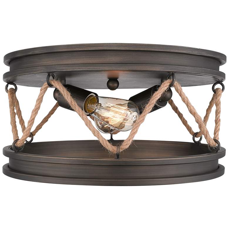 Image 2 Golden Lighting Chatham 14" Wide Gunmetal Bronze 2-Light Ceiling Light