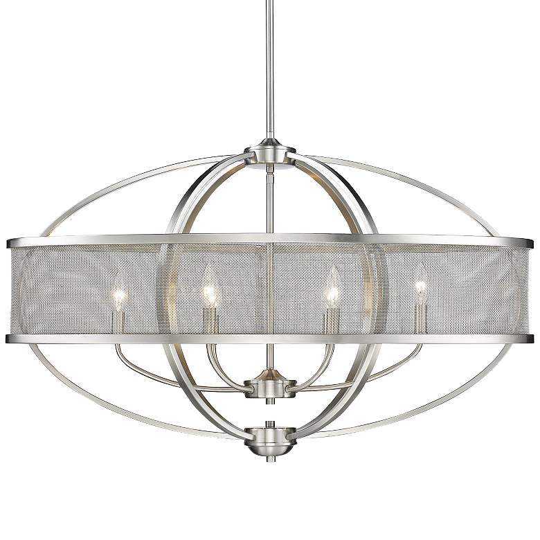 Image 2 Golden Lighting Colson 36 1/4" Pewter Modern Oval Shade Chandelier
