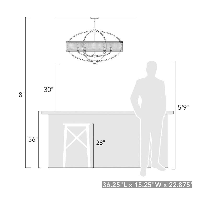 Image 5 Golden Lighting Colson 36 1/4" Pewter Modern Oval Shade Chandelier more views