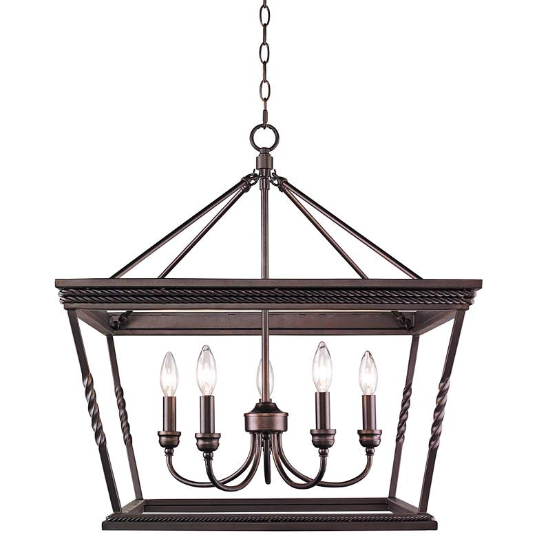 Image 2 Golden Lighting Davenport 24" Wide 5-Light Etruscan Bronze Pendant